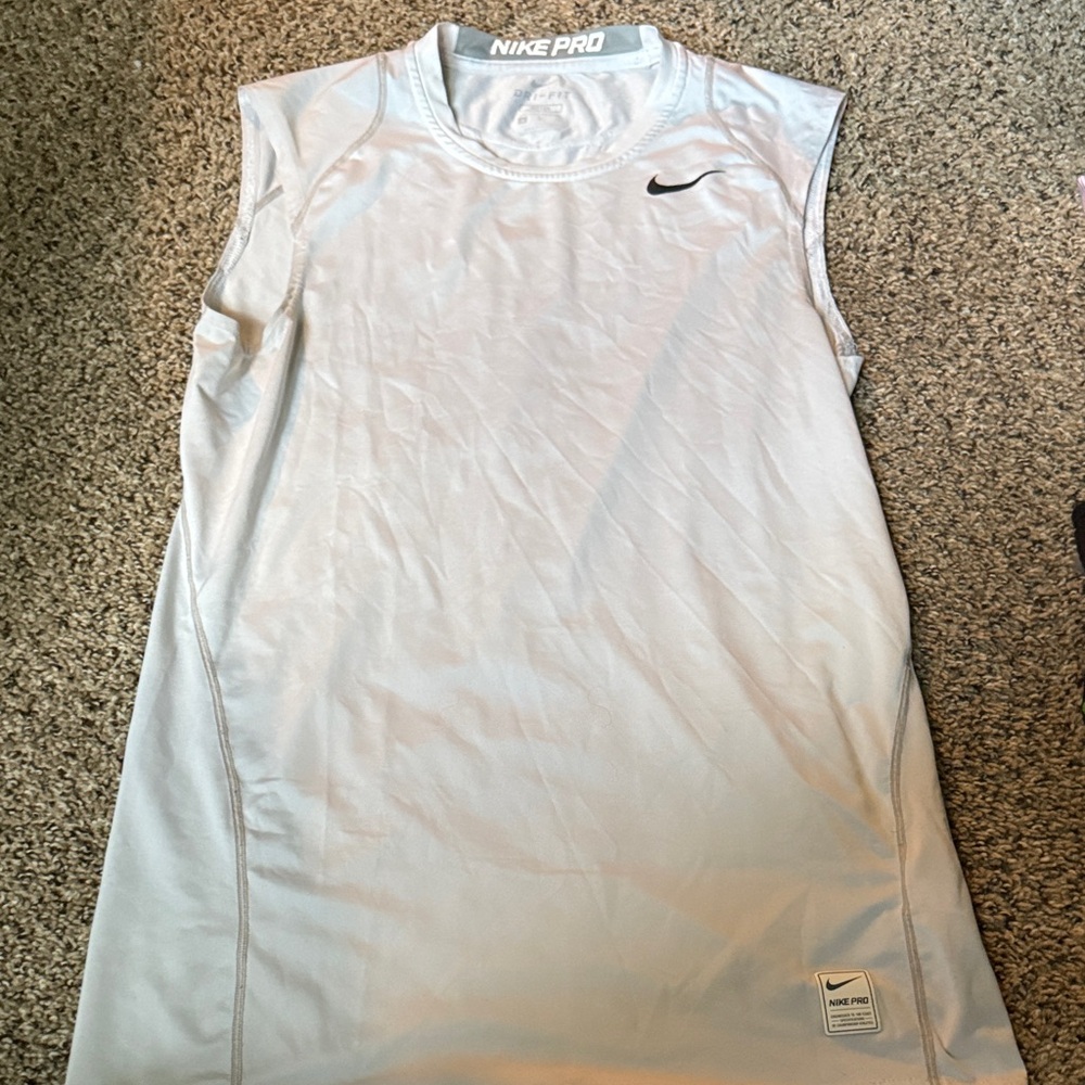 Nike Pro White Sleeveless Shirt